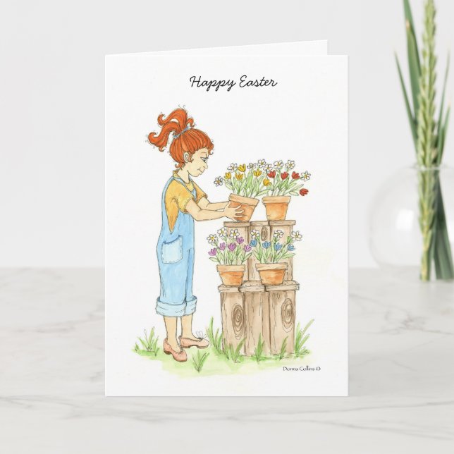 Cartão De Festividades Happy Easter Flowers card (Frente)