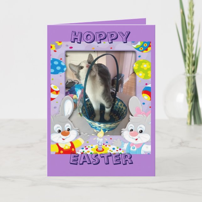 Cartão De Festividades Happy Easter for a cat lover (Frente)