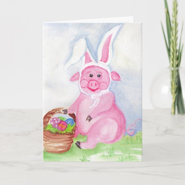 Cartão De Festividades Happy Easter from the Easter Pig Card (Frente)