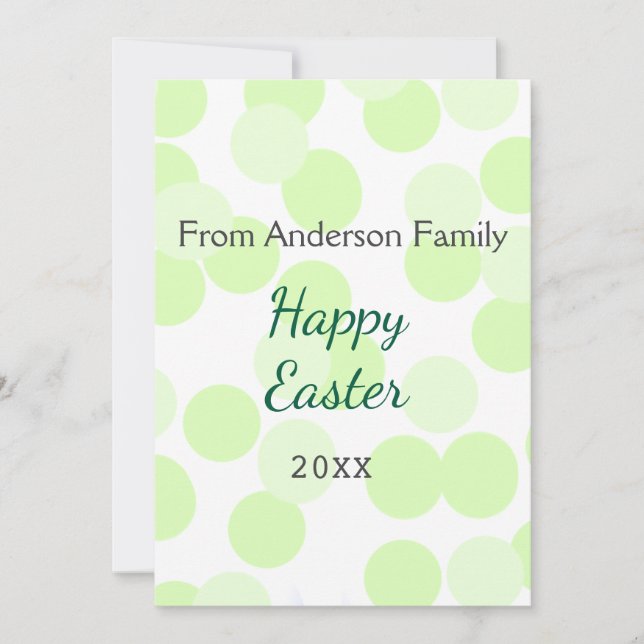 Cartão De Festividades Happy Easter gray green polka dots family name (Frente)