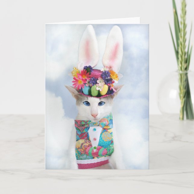 Cartão De Festividades Happy Easter Greeting Card by Skeezix the Cat (Frente)