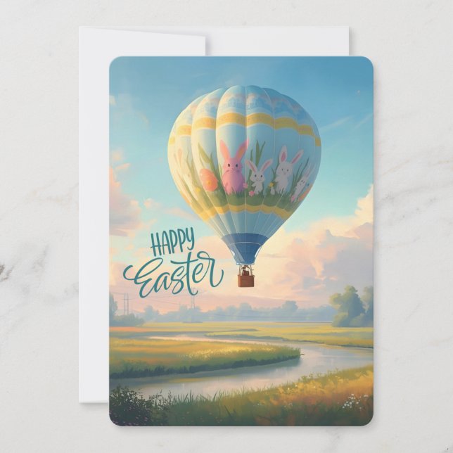 Cartão De Festividades Happy Easter Lowcountry Marshland Hot Air Balloon (Frente)