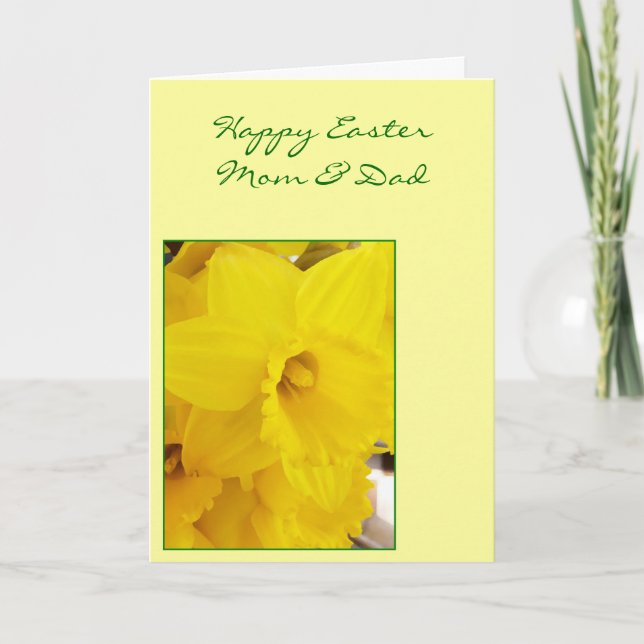 Cartão De Festividades Happy Easter Mom And Dad Card - Daffodil (Frente)