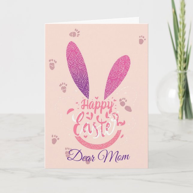 Cartão De Festividades Happy Easter Mom , Personalized Easter funnyBunny (Frente)