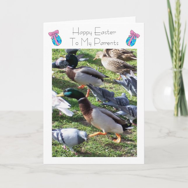 Cartão De Festividades Happy Easter Mum And Dad Card - Ducks (Frente)