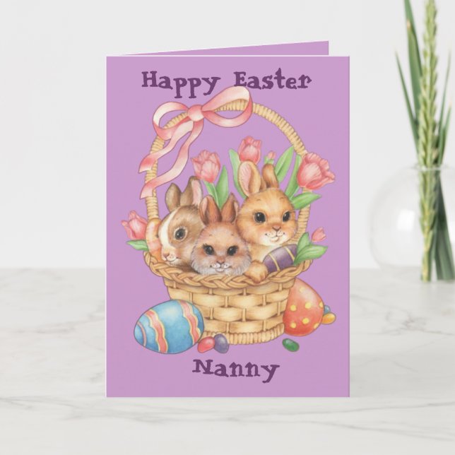 Cartão De Festividades Happy Easter Nanny (Fully Customizable) (Frente)