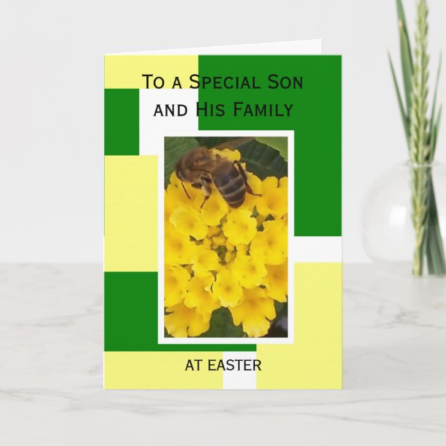 Cartão De Festividades Happy Easter Son And Daughter-in-Law Card Bee (Frente)