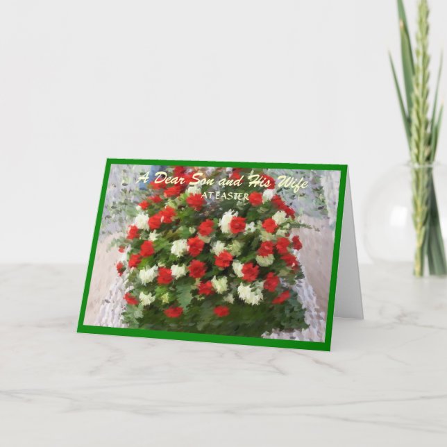 Cartão De Festividades Happy Easter Son And Daughter-in-Law Card Flowers (Frente)
