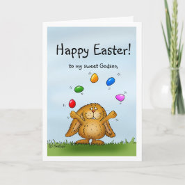 Cartão De Festividades Happy Easter to my Godson- Juggling Bunny