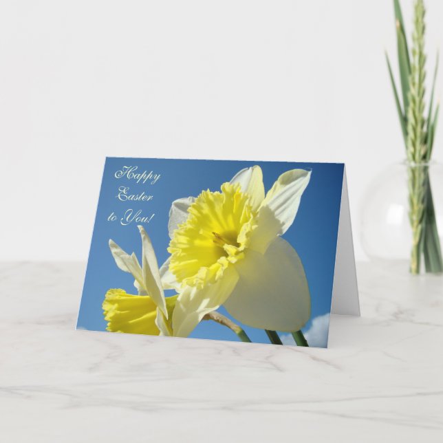 Cartão De Festividades HAPPY EASTER! to You Cards Yellow Daffodils (Frente)