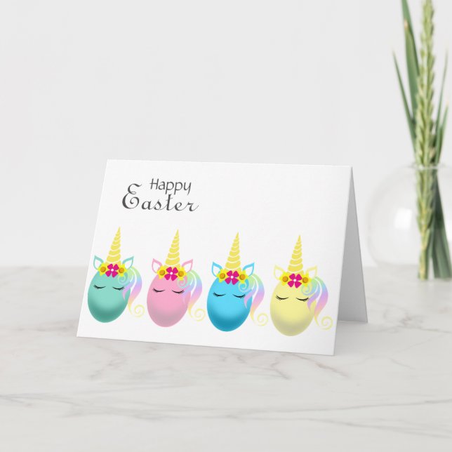 Cartão De Festividades Happy Easter Unicorn Egg Card (Frente)