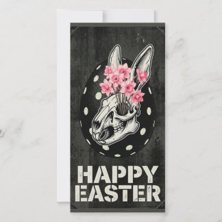 Cartão De Festividades Happy Easter Vintage Skull Card With  Daffodils