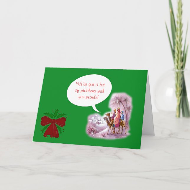 Cartão De Festividades Happy Festivus with 3 wise men (Frente)