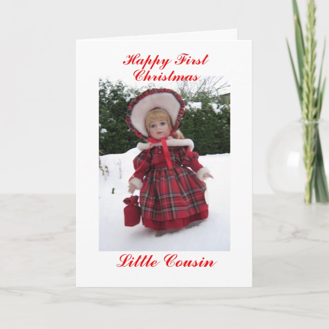 Cartão De Festividades Happy first Christmas Little Cousin (Frente)