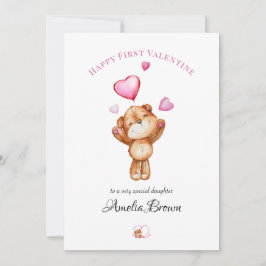 Cartão De Festividades Happy First Valentine Teddy Bear Greeting Card fo