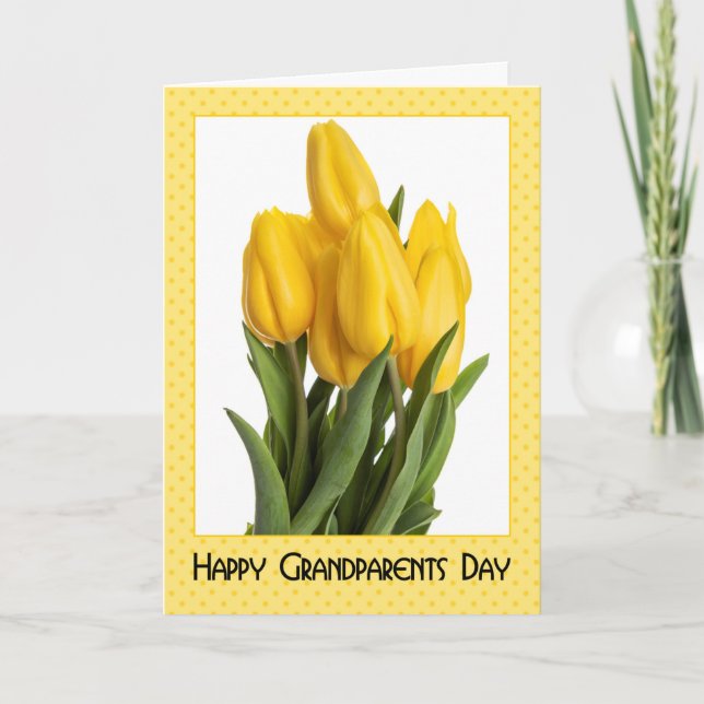 Cartão De Festividades Happy Grandparents Day Yellow Tulips (Frente)