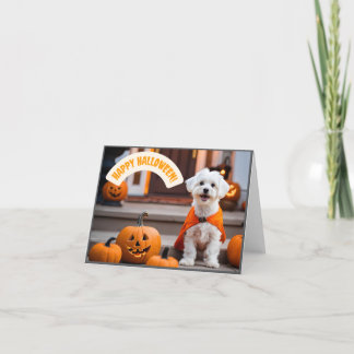 Cartão De Festividades Happy Halloween Card with a puppy