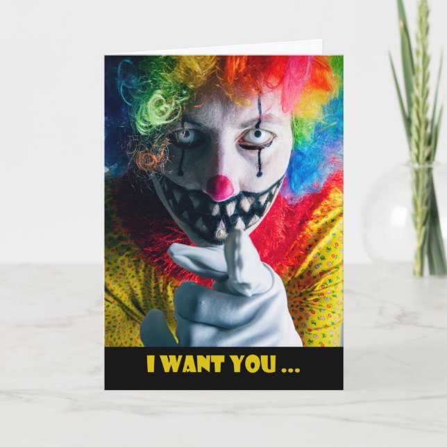 Cartão De Festividades Happy Halloween For Anyone Creepy Evil Clown  (Frente)