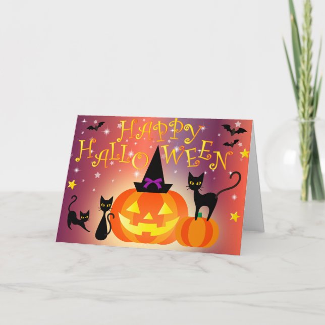 Cartão De Festividades Happy Halloween Greeting Card Blank Inside (Frente)