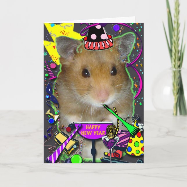 Cartão De Festividades Happy Hamster New Year Card (Frente)
