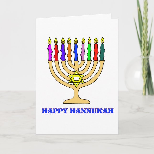 Cartão De Festividades Happy Hannukah Menorah Card (Frente)