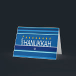 Cartão De Festividades Happy Hanukkah<br><div class="desc">Celebre oito dias e oito noites do Festival das Luzes com cartões e presentes de Chanucá. O festival de luzes está aqui. Acenda a menorah,  brinque com o sonho e o banquete em latas e suganínos. Celebre o espírito de Chanucá com amigos,  familiares e entes queridos desejando-lhes Feliz Chanucá.</div>