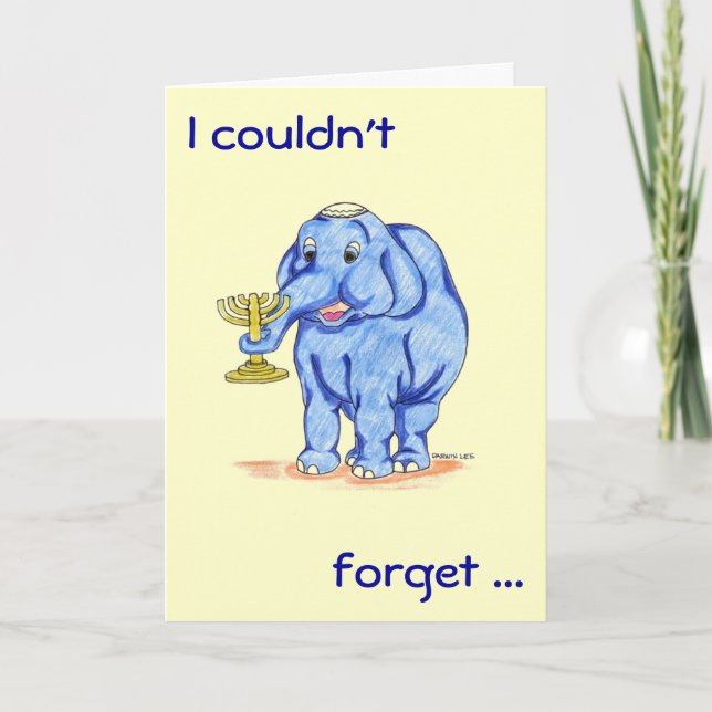 Cartão De Festividades Happy Hanukkah Card with Cute Elephant (Frente)
