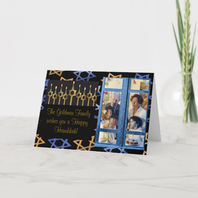 Cartão De Festividades Happy Hanukkah! Custom PhotoCard Template (Frente)