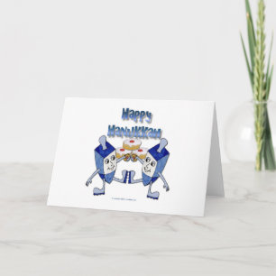 Cartão De Festividades Happy Hanukkah Dancing Dreidels Jelly Doughnut