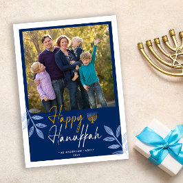 Cartão De Festividades Happy Hanukkah Dark Blue Photo Holiday