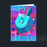 Cartão De Festividades Happy Hanukkah Dreidel<br><div class="desc">"Um Milagre Excelente Aconteceu Lá!" Compartilhe a alegria da temporada com um arco-íris de matizes — e o jogo favorito de Chanucá de todos!</div>