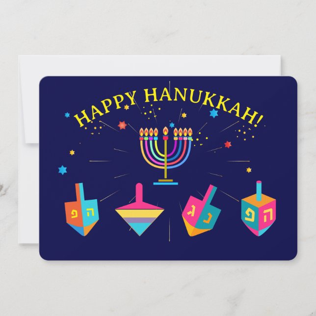 Cartão De Festividades Happy Hanukkah Gold Menorah Jewish Holiday (Frente)