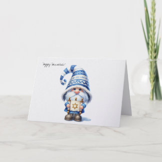 Cartão De Festividades Happy Hanukkah Jewish Gnome with Star of David