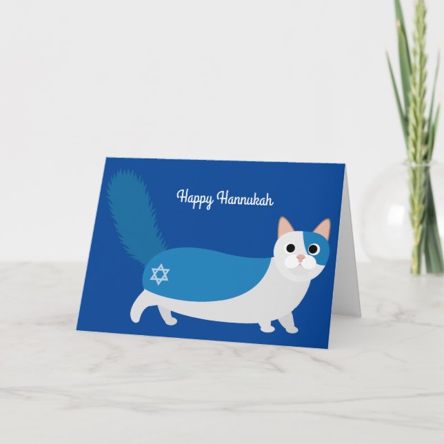 Cartão De Festividades Happy Hanukkah Kitty Cat Card (Frente)