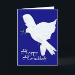 Cartão De Festividades Happy Hanukkah-Peace Dove<br><div class="desc">Beautiful hand painted peace dove,  carrying an olive branch,  is the perfect symbol to send bleassings of joy and peace this Hanukkah. Inside can be personalized,  and if you like a different spelling,  I have a couple of other versions of Hanukkah!</div>