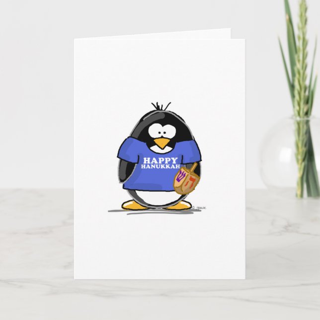 Cartão De Festividades Happy Hanukkah Penguin (Frente)
