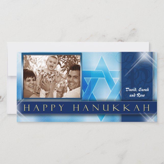 Cartão De Festividades Happy Hanukkah Photo Greeting Card template (Frente)