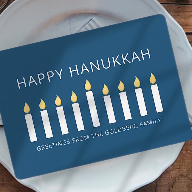 Cartão De Festividades Happy Hanukkah | Saudação Simples e Moderna da Vel (Criador carregado)
