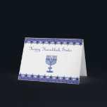 Cartão De Festividades Happy Hanukkah Sister Card<br><div class="desc">Hanukkah card for sister with menorah and top and bottom star border.</div>