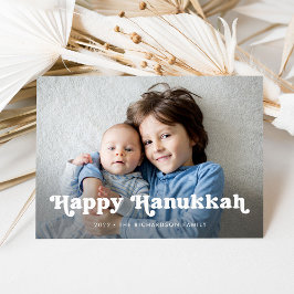 Cartão De Festividades Happy Hanukkah | Sobreposição de Foto Simples Boho