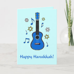Cartão De Festividades Happy Hanukkah with Ukulele and Stars