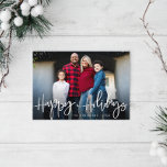 Cartão De Festividades happy holiday family christmas holiday card<br><div class="desc">A modern design with bold text and faux gold foil script lettering. Feel free to personalize the holiday image photo and text.</div>