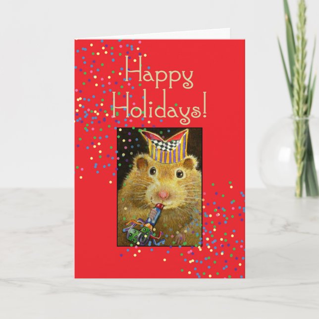 Cartão De Festividades Happy Holiday Hamster Card (Frente)