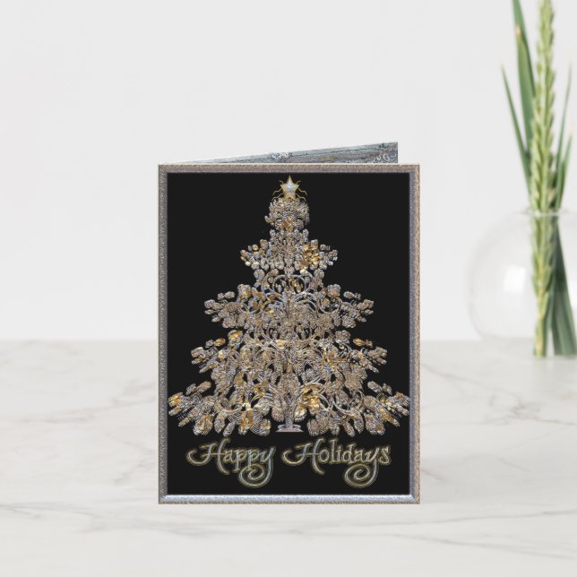 Cartão De Festividades Happy Holiday Tree Note Glitz (Frente)