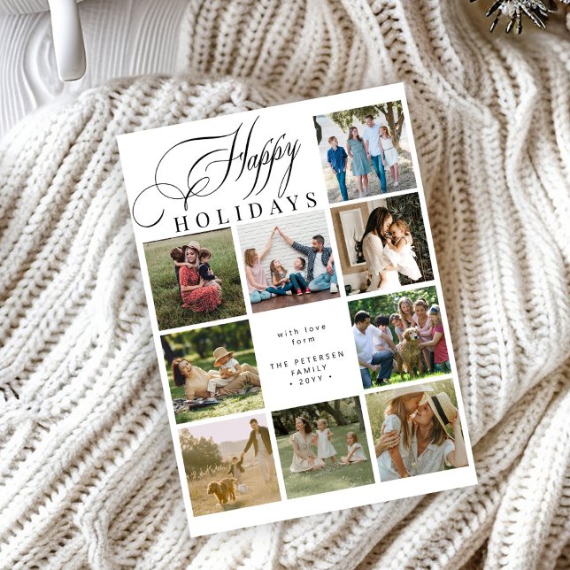 Cartão De Festividades Happy Holidays 9 photo collage modern Christmas (Criador carregado)