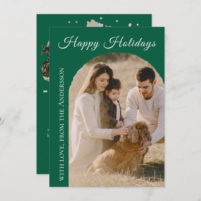 Cartão De Festividades Happy Holidays Arch 2 Photo (Frente/Verso)