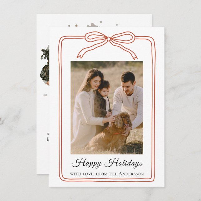 Cartão De Festividades Happy Holidays Arch 2 Photo (Frente/Verso)