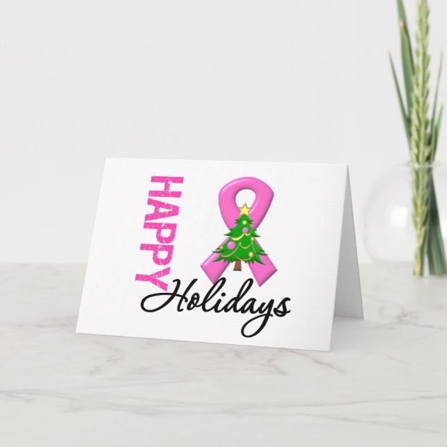 Cartão De Festividades Happy Holidays Breast Cancer Awareness (Frente)