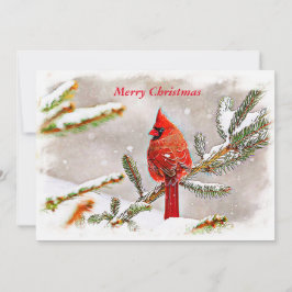 Cartão De Festividades Happy Holidays Cardinal in Snow