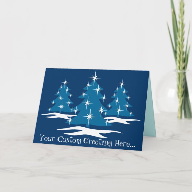 Cartão De Festividades Happy Holidays Cards Classic Blue Christmas Cards (Frente)